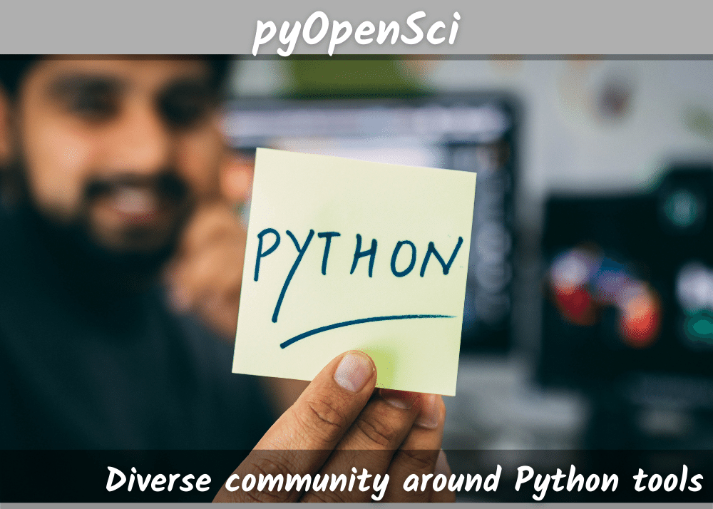 Imaging showing a person holding a yellow sticky note that says Python.